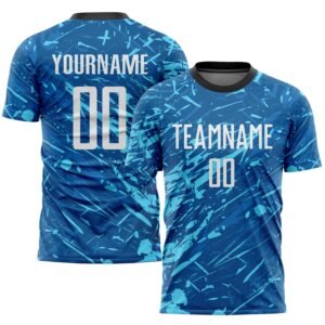 Custom Royal White Light Blue Sublimation Soccer Uniform Jersey