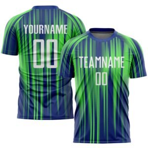 Custom Neon Green White Royal Sublimation Soccer Uniform Jersey