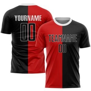 Custom Red Black White Sublimation Split Soccer Uniform Jersey