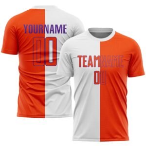 Custom White Orange Purple Sublimation Split Soccer Uniform Jersey