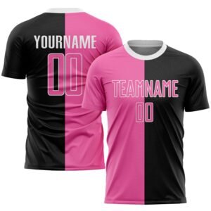 Custom Black Pink White Sublimation Split Soccer Uniform Jersey
