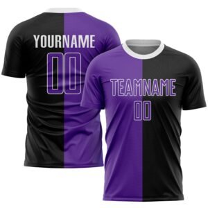 Custom Black Purple White Sublimation Split Soccer Uniform Jersey