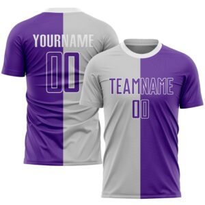 Custom Gray Purple White Sublimation Split Soccer Uniform Jersey