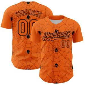 Custom Bay Orange Black 3D Pattern Spider Web Authentic Baseball Jersey