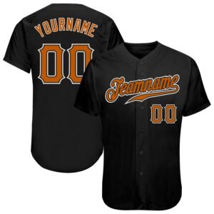 Custom Black Texas Orange White Authentic Baseball Jersey