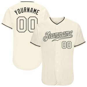 Custom Cream Black Authentic Baseball Jersey