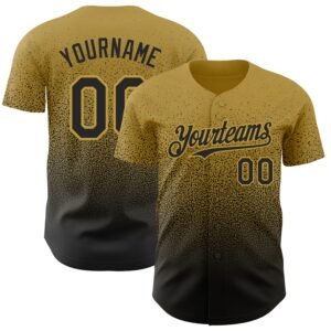 Custom Old Gold Black Authentic Fade Baseball Jersey