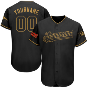 Custom Black Old Gold Marching Hundred Team Authentic Baseball Jersey