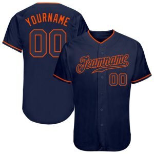 Custom Navy Orange Authentic Baseball Jersey