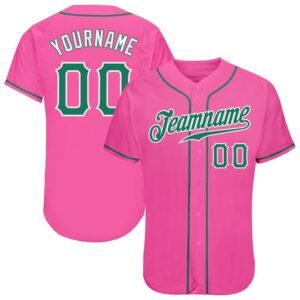 Custom Pink Kelly Green White Authentic Baseball Jersey