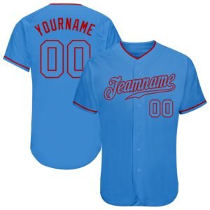 Custom Powder Blue Powder Blue Red Authentic Baseball Jersey