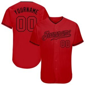 Custom Red Black Authentic Baseball Jersey