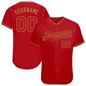 Custom Red Old Gold Authentic Baseball Jersey