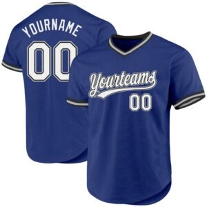 Custom Royal Black Gray Authentic Throwback Baseball Jersey