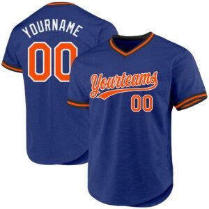 Custom Royal Orange White Authentic Throwback Baseball Jersey