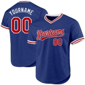 Custom Royal Red White Authentic Throwback Baseball Jersey