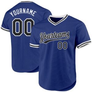 Custom Royal Black White Authentic Throwback Baseball Jersey