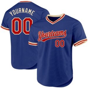 Custom Royal Red Cream Authentic Throwback Baseball Jersey
