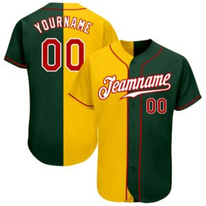 Custom Green Red Yellow Authentic Split Baseball Jersey