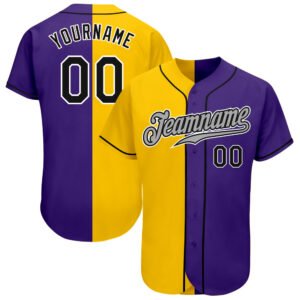 Custom Purple Black Yellow Authentic Split Baseball Jersey