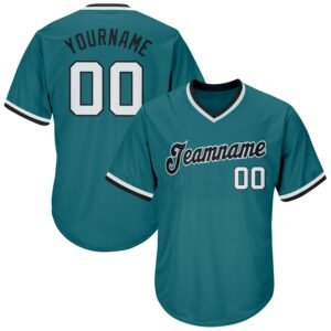 Custom Aqua White Black Authentic Rib Knit Baseball Jersey Shirt
