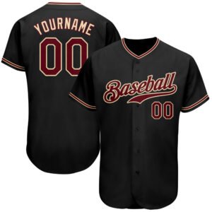 Custom Black Crimson City Cream Authentic Baseball Jersey