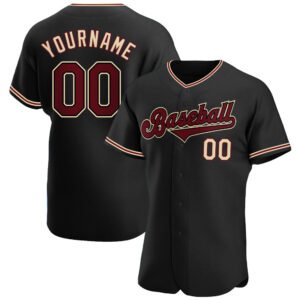 Custom Black Crimson City Cream Authentic Baseball Jersey