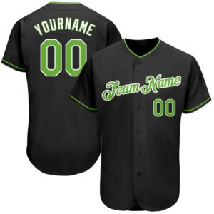 Custom Black Neon Green White Authentic Baseball Jersey
