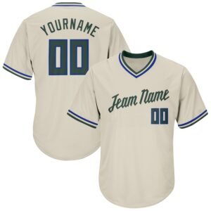 Custom Cream Hunter Green Royal Authentic Rib Knit Baseball Jersey Shirt