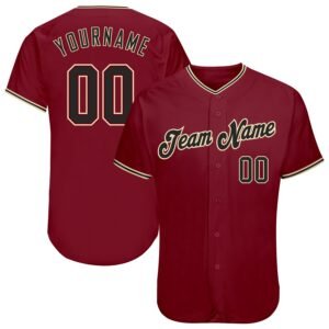 Custom Crimson Black City Cream Authentic Baseball Jersey