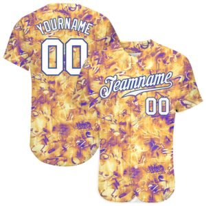 Custom Scratch Graffiti Pattern White Royal 3D Authentic Baseball Jersey