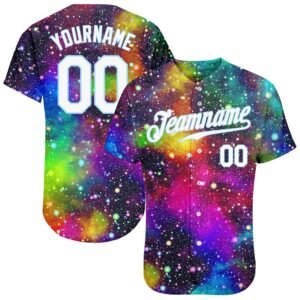 Custom Galactic White Light Blue 3D Authentic Baseball Jersey