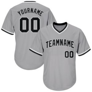Custom Gray Black White Authentic Rib Knit Baseball Jersey Shirt