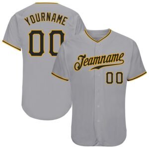 Custom Gray Black Gold Authentic Baseball Jersey