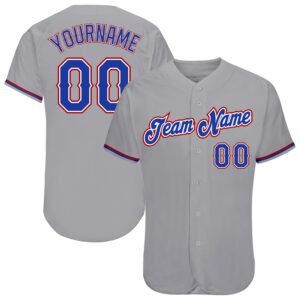 Custom Gray Royal Red Authentic Baseball Jersey
