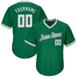 Custom Kelly Green White Gray Authentic Rib Knit Baseball Jersey Shirt
