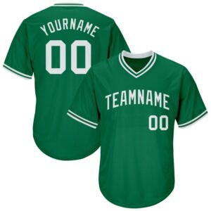 Custom Kelly Green White Authentic Rib Knit Baseball Jersey Shirt