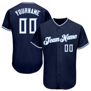 Custom Navy White Light Blue Authentic Baseball Jersey