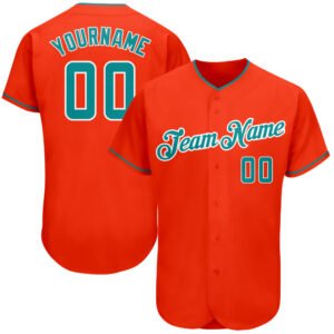 Custom Orange Teal White Authentic Baseball Jersey