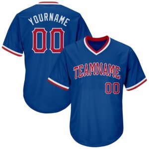 Custom Royal Red White Authentic Rib Knit Baseball Jersey Shirt