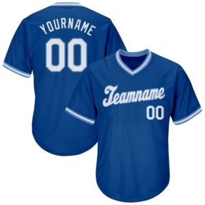 Custom Royal White Light Blue Authentic Rib Knit Baseball Jersey Shirt