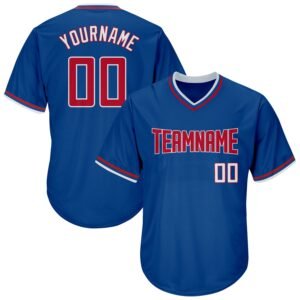 Custom Royal Red White Authentic Rib Knit Baseball Jersey Shirt