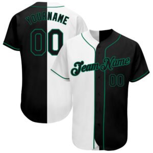 Custom White Black Kelly Green Authentic Split Baseball Jersey