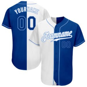 Custom White Royal Light Blue Authentic Split Baseball Jersey