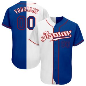 Custom White Royal Red Authentic Split Baseball Jersey