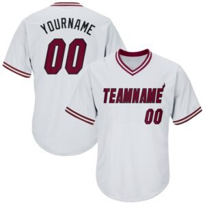 Custom White Maroon Black Authentic Rib Knit Baseball Jersey Shirt